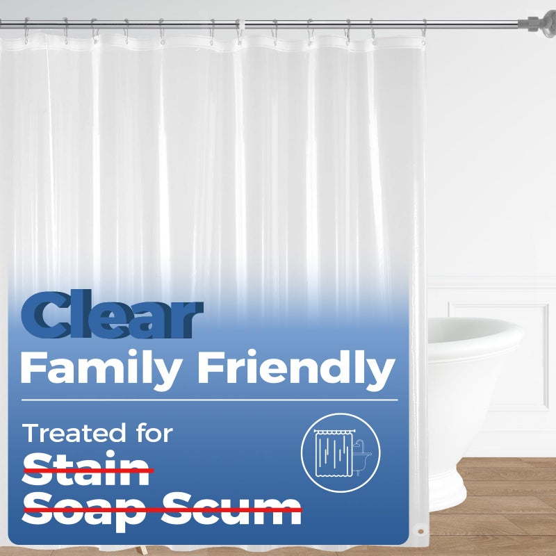 downluxe Set of 2 Clear Shower Curtain Liner, PEVA Lightweight Plastic Shower Liner with 3 Magnets, 72" x 72" Waterproof Bathroom Curtain - Image 1